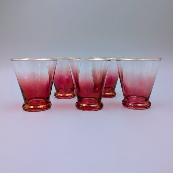 Vintage Blendo Rose Glow (Cranberry) Cordial Glasses – Set of Five 4 oz Glasses - Picture 8 of 8